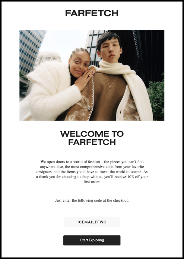 Farfetch welcome email